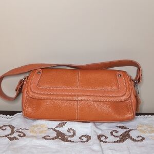 Small M. C. Orange Leather Shoulder Bag